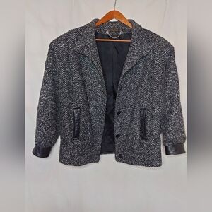 Stylish Black and Gray Tweed Jacket